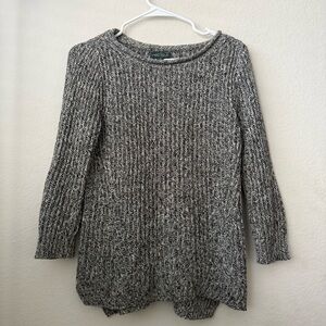 Ralph Lauren LRL Jeans Sweater Womens Medium Gray Knit Pull Over Casual Ladies